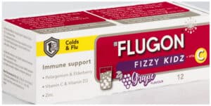 Flugon Fizzy Kids Grape Flavour Colds & Flu Tablets 12pk
