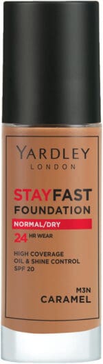 Yardley Stayfast Caramel SPF 20 24HR Liquid Foundation 30ml