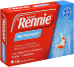 Rennie Peppermint Heartburn & Indigestion Chewable Tablets 48pk