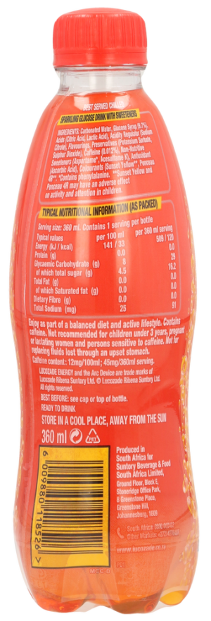 Lucozade Original Flavour Sparkling Glucose Drink 360ml