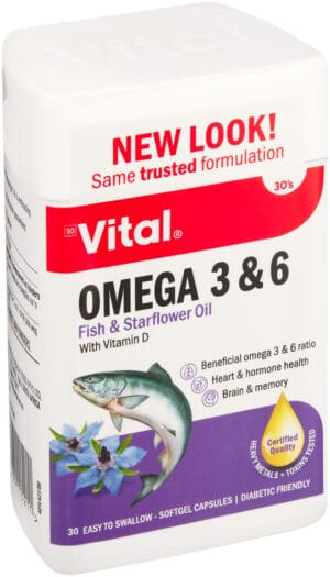 Vital Omega 3 & 6 Softgel Capsules 30pk