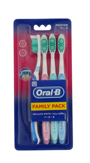 Oral-b 123 Medium Delicate White Toothbrush 4pk