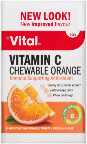 Vital Health Essentials Orange Vitamin C Chewable Tablets 90pk