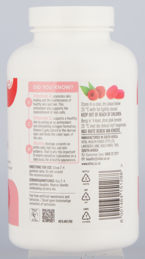 Vital Tangy Raspberry Flavour Radiant Skin Adult Gummies 60pk