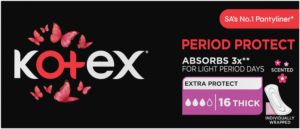 Kotex Period Protect Thick Scented Pantyliners 16pk
