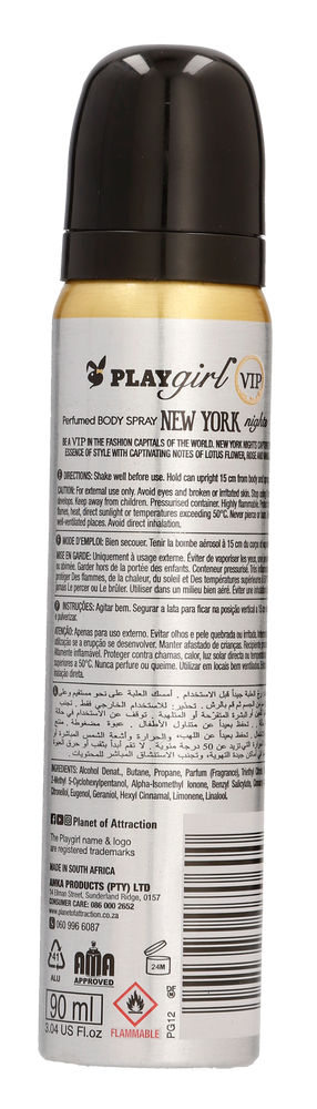 Playgirl VIP New York Nights Perfumed Body Spray 90ml