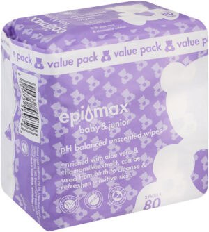 Epi-max Baby & Junior pH Balanced Unscented Wipes 3 x 80pk