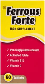 Ferrous Forte Iron Supplement Tablets 60pk