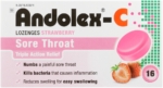 Andolex-c Strawberry Sore Throat Lozenges 16pk