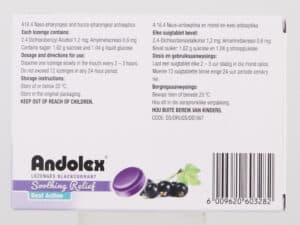 Andolex Blackcurrant Soothing Relief Lozenges 24pk