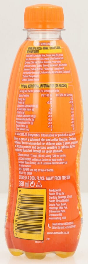 Lucozade Glucose & Orange Flavoured Sparkling Drink 360ml