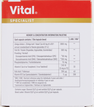 Vital Specialist Memory & Concentration Capsules 60pk