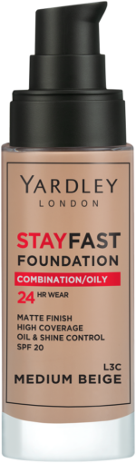 Yardley Stayfast Medium Beige SPF 20 24HR Foundation 30ml