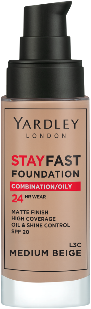Yardley Stayfast Medium Beige SPF 20 24HR Foundation 30ml