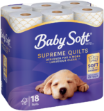Baby Soft 2 Ply Supreme Quilts Luxury Toilet Tissue Rolls 18pk