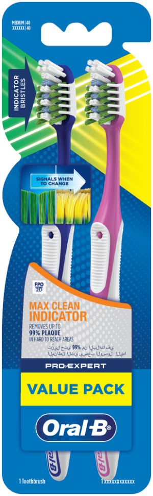 Oral-b Pro-Expert Medium Max Clean Indicator Toothbrush 2pk