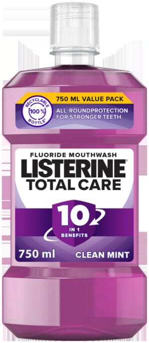 Listerine Total Care Clean Mint Fluoride Mouthwash 750ml