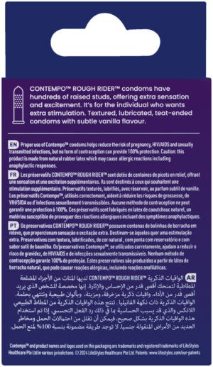 Contempo Rough Rider Studded Premium Latex Condoms 3pk