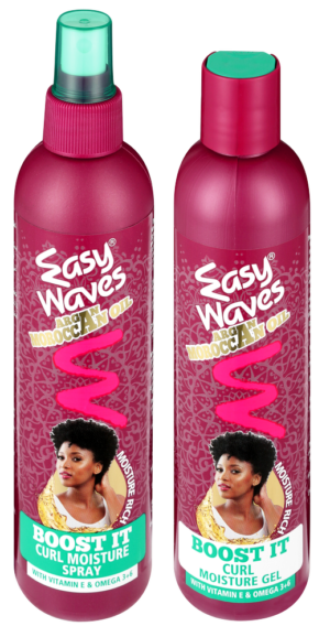 Easy Waves Argan Moroccan Oil Curl Moisture Spray and Curl Moisture Gel Value Pack 2pk