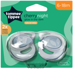 Tommee Tippee 6-18 Months Cherry Night Soother 2pk