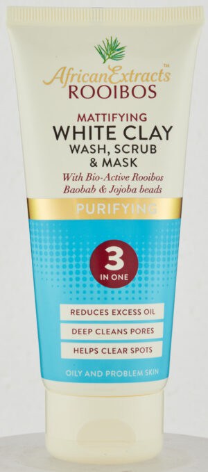 image-0 African Extracts Rooibos Purifying 3-in-1 White Clay Wash, Scrub & Mask 100ml