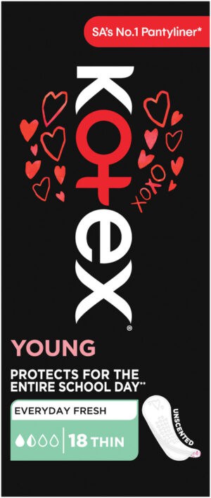image-0 Kotex Young Thin Unscented Pantyliners 18pk