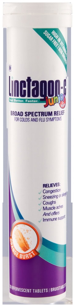 Linctagon Broad Spectrum Relief Orange Burst Junior Effervescent Tablets 20pk