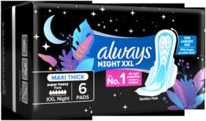 Always Super Heavy Flow Night XXL Maxi Thick Sanitary Pads 6pk