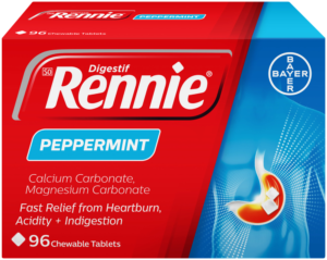 Rennie Peppermint Heartburn & Indigestion Chewable Tablets 96pk