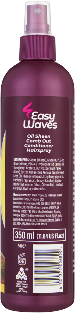 Easy Waves Oil Sheen Comb Out Conditioner Hairspray 350ml