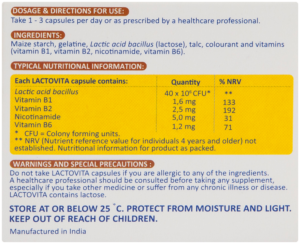 Cipla Lactovita Intestinal Flora Capsules 30pk