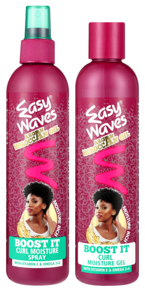 Easy Waves Argan Moroccan Oil Curl Moisture Spray and Curl Moisture Gel Value Pack 2pk