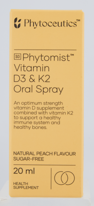 Phytoceutics Phytomist Peach Flavour Vitamin D3 & K2 Oral Spray 20ml