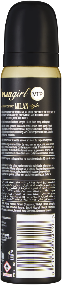 Playgirl VIP Milan Style Perfumed Body Spray 90ml