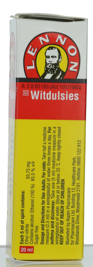 Lennon Witdulsies Mixture Traditional Cold and Fever Remedy 20ml