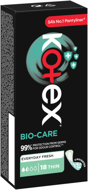 Kotex Bio-Care Thin Unscented Pantyliners 18pk