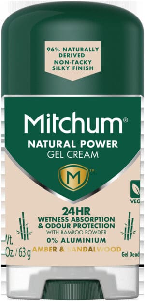 Mitchum Men Amber & Sandalwood Natural Power Gel Cream Deodorant 63g