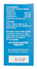 Afrasia Health Neuroment-B Tablets 60pk