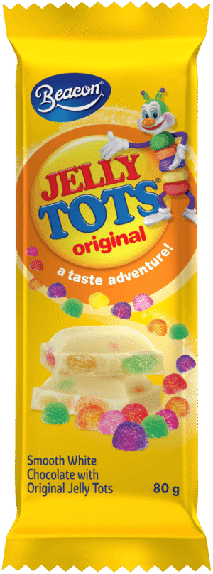 Beacon Jelly Tots White Chocolate Slab with Original Jelly Tots 80g