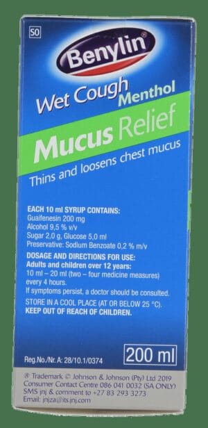 Benylin Mucus Relief Menthol Wet Cough Syrup 200ml