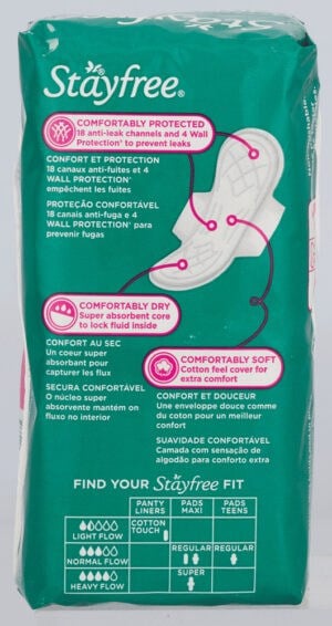 Stayfree Maxi Regular Scented Sanitary Pads with Wings 10pk