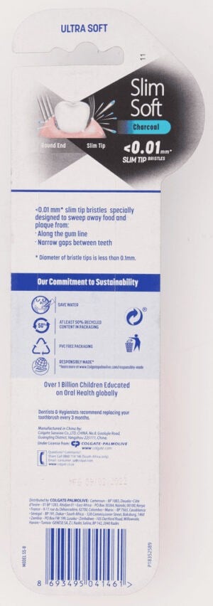 Colgate SlimSoft Ultra Soft Charcoal Toothbrush 2pk