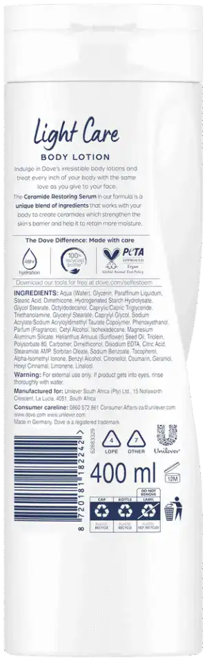 Dove Body Love Light Care Fast Absorbing Body Lotion 400ml