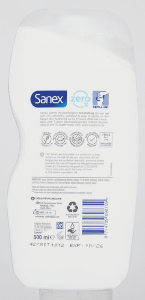 Sanex Zero% Nourishing Hypoallergenic Shower Gel 500ml