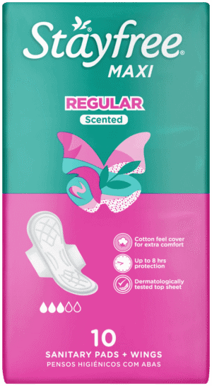 Stayfree Maxi Regular Scented Sanitary Pads with Wings 10pk