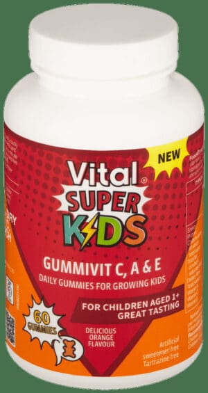 Vital Super Kids Orange Flavour GummiVit C, A & E Gummies 60pk