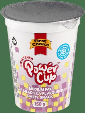 First Choice Power Cup Granadilla Flavoured Medium Fat Dairy Snack 150g