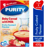 Purity From 7 Months Fruity Custard Flavour Baby Cereal with Milk 450g