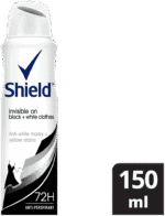 Shield Women Invisible Black and White Antiperspirant Deodorant Body Spray 150ml