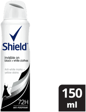 Shield Women Invisible Black and White Antiperspirant Deodorant Body Spray 150ml